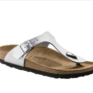 Silver Birkenstock Gizeh Birko-flor Sandals Sz 39